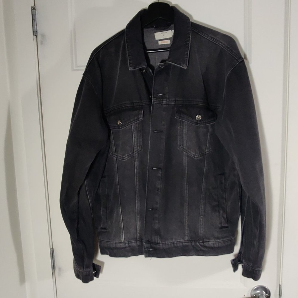 Topman Black Washed Denim Jacket Medium